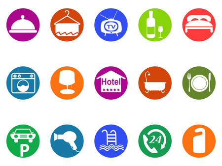 isolated hotel buttons icon set fromw white backgroundのイラスト素材