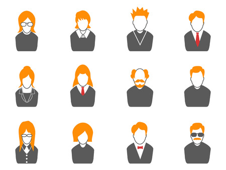 isolated simple avatar icons,orange series from white backgroundのイラスト素材