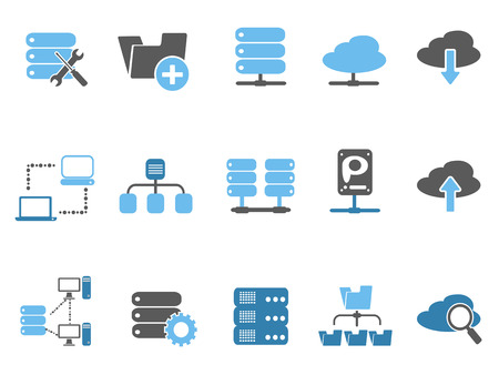 isolated web host icons set, blue series from white backgroundのイラスト素材