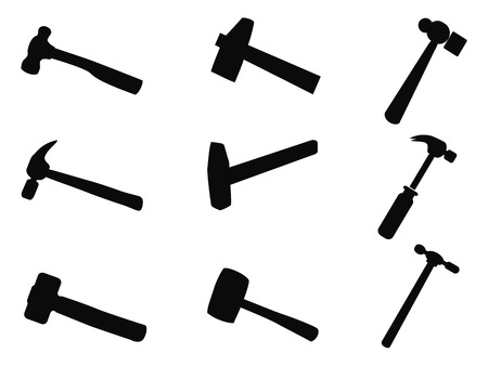 isolated hammer silhouettes set from white backgroundのイラスト素材