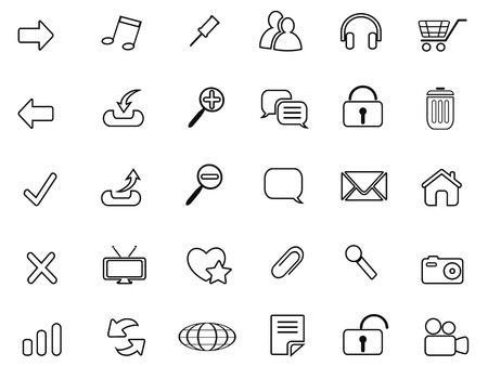 isolated web outline icons set from white backgroundのイラスト素材