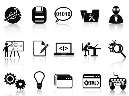 isolated program development icons set from white backgroundのイラスト素材