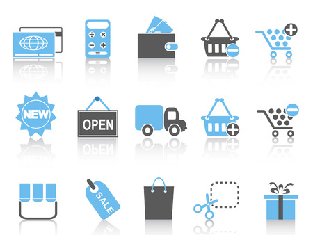 isolated shopping icons set ,blue series from white backgroundのイラスト素材