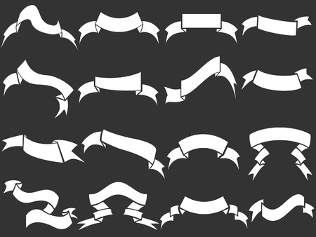 isolated White ribbons set on black backgroundのイラスト素材