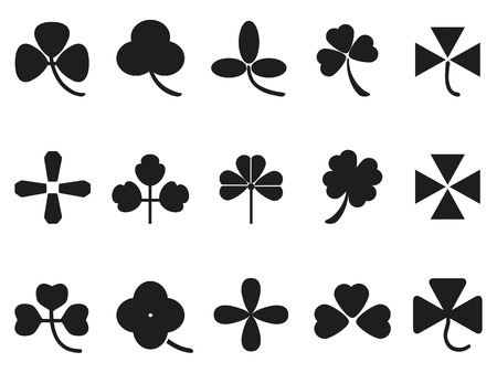 isolated clover leaf icons set frmo white backgroundのイラスト素材