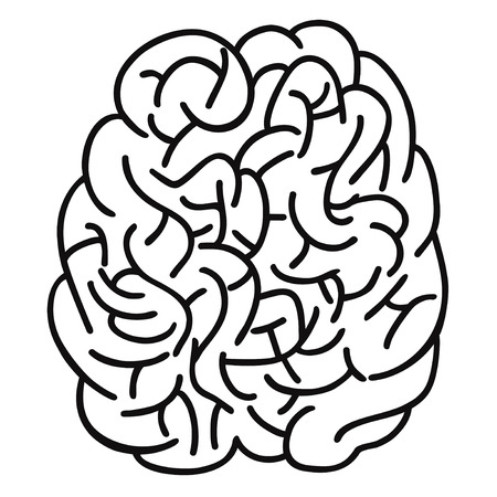 isolated doodle human brain Outline design on white backgroundのイラスト素材