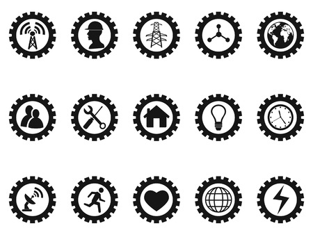 isolated black gear concept icons set from white backgroundのイラスト素材