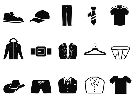 isolated Black Men fashion icons set from white backgroundのイラスト素材