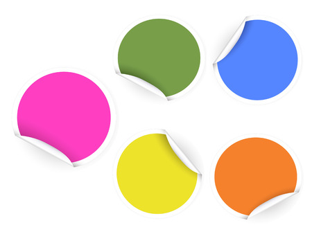 isolated color round stickers from white backgroundのイラスト素材