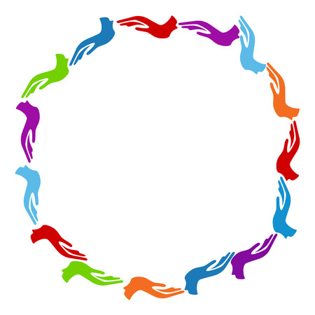 isolated Colorful Hands Circle on white backgroundのイラスト素材