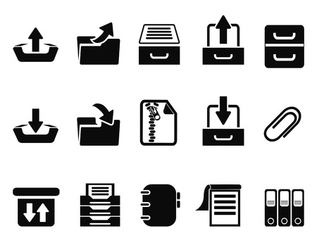 isolated black Archive icons set from white backgroundのイラスト素材