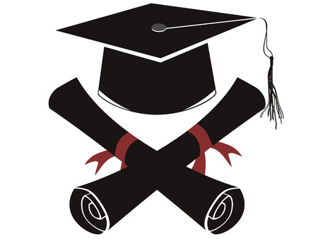 the background of isolated black graduation cap and diplomaのイラスト素材