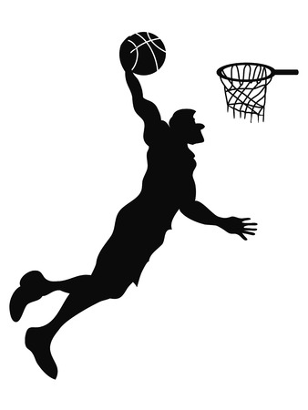 isolated the silhouette of Basketball player Slam Dunk from white backgroundのイラスト素材