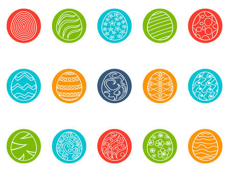 isolated easter egg round button icons set on white backgroundのイラスト素材