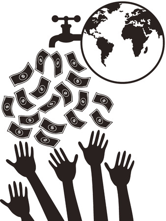 the background of money dripping from water tapのイラスト素材