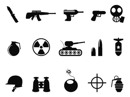 isolated Black Military and Army Icons set from white backgroundのイラスト素材