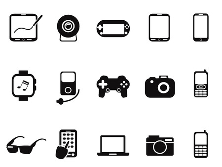isolated Black Mobile Devices Icon set	from white backgroundのイラスト素材