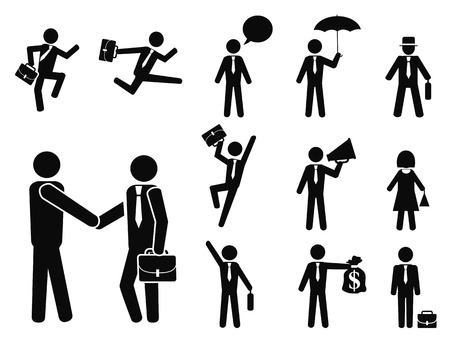isolated businessman pictogram icons set from white backgroundのイラスト素材