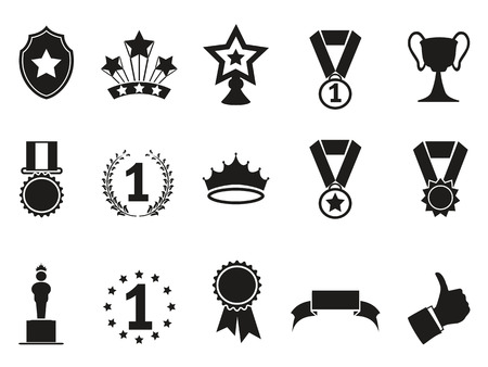 isolated black award icons set on white backgroundのイラスト素材