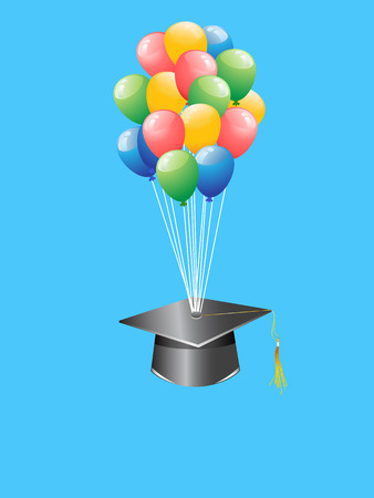 the background of balloon graduation cap for graduation seasonのイラスト素材