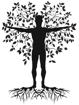 isolated black human tree from white backgroundのイラスト素材