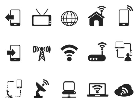 isolated black telecom icons set from white backgroundのイラスト素材