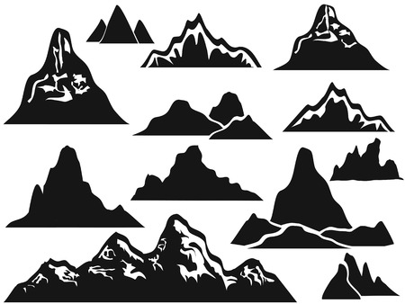 isolated mountain silhouettes from white backgroundのイラスト素材