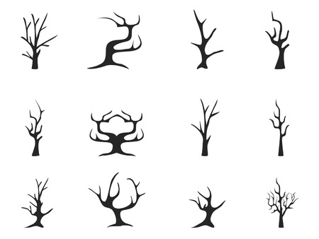 isolated black dead tree icons from white backgroundのイラスト素材