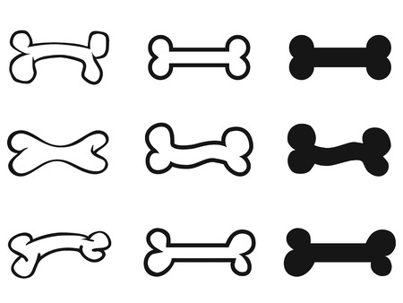 isolated dog bone outline icons on white backgroundのイラスト素材
