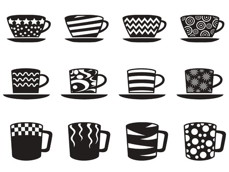 isolated coffee cup with patterns icons set from white backgroundのイラスト素材