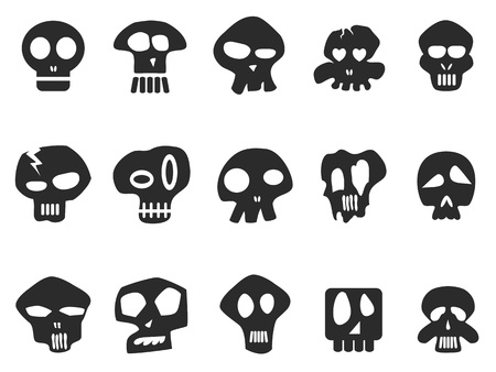 isolated funny skull icons set from whitte backgroundのイラスト素材