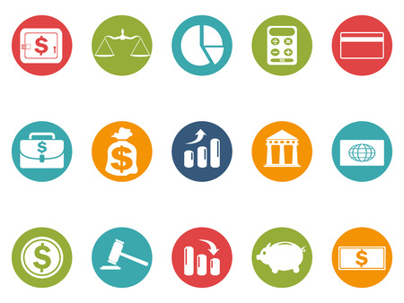 isolated business and Finance round button icons set on white backgroundのイラスト素材