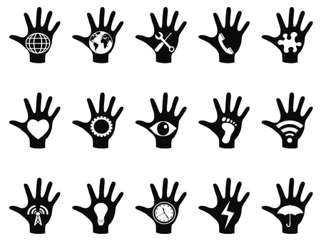 isolated hand concept icons set from white backgroundのイラスト素材
