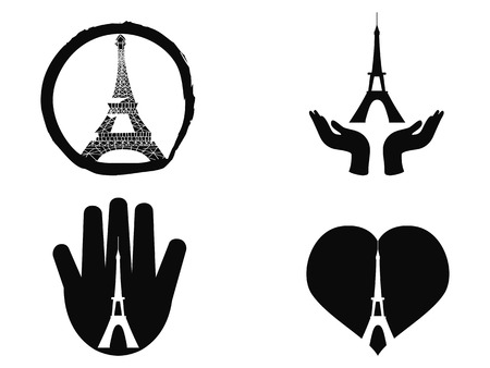 isolated peace for paris icons set from white backgroundのイラスト素材
