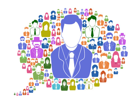 isolated business people froming in speech bubbleのイラスト素材
