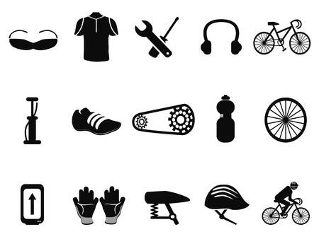 isolated black bicycle icons set on white backgroundのイラスト素材