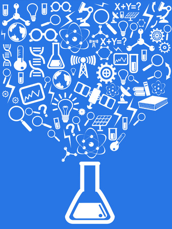 the blue background of science elements designのイラスト素材