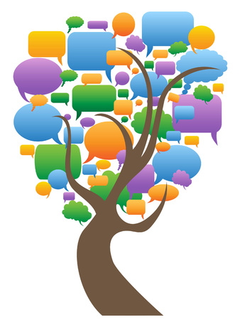 isolated color speech bubbles tree on white backgroundのイラスト素材
