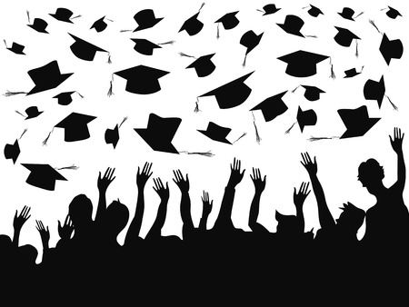 isolated people celebrating graduation background on white backgroundのイラスト素材