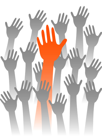 the leader hand among crowds handsのイラスト素材