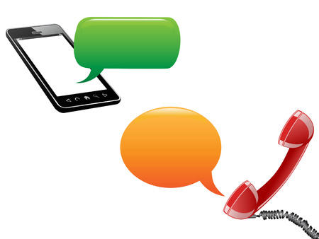 phone communicated with speech bubbles on white backgroundのイラスト素材