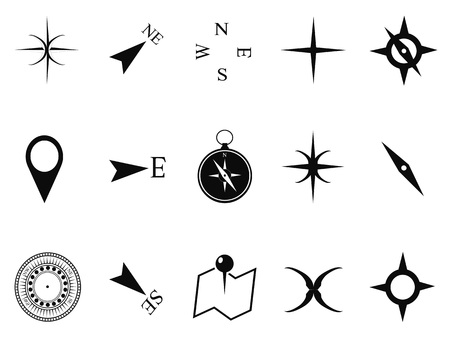 isolated compass icons set on white backgroundのイラスト素材