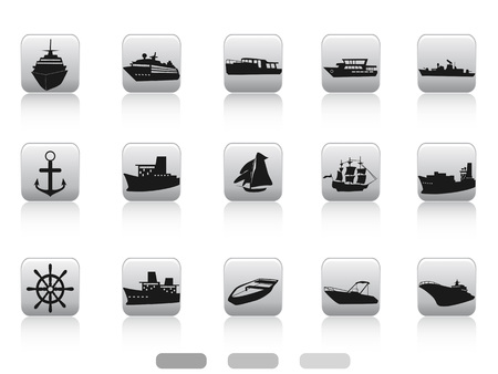 Isolated ship boat icon buttons set on white backgroundのイラスト素材