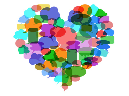 isolated color Speech bubble heart on white backgroundのイラスト素材