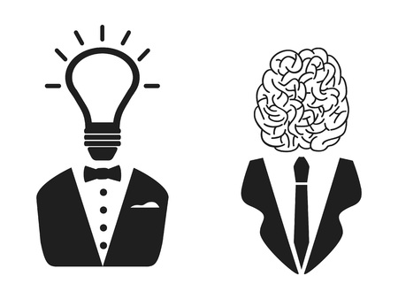 Isolated 2 intelligent people head icon on white backgroundのイラスト素材