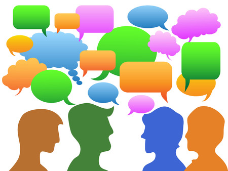 Isolated color people Communication in speech bubble on white backgroundのイラスト素材