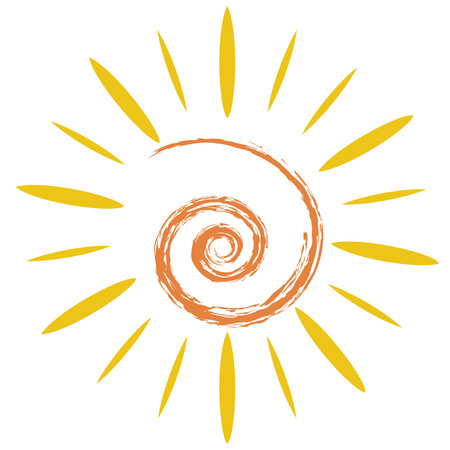 The hand drawing background of doodle sun symbolのイラスト素材