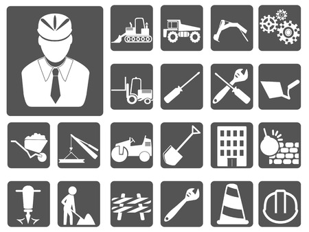 The collection of engineer and construction icon buttons setのイラスト素材