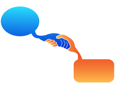 Isolated color handshake speech bubble on white backgroundのイラスト素材