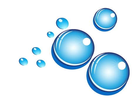 isolated blue water bubbles on white backgroundのイラスト素材